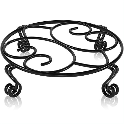 Original Patented Plant Stand for Flower Pot Heavy Duty Potted Holder Indoor Outdoor, Metal Rustproof Iron Garden Container Round Supports Rack for Planter, Black, 11.8 Inches