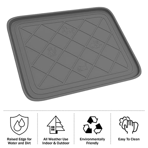 All Weather Indoor Outdoor Boot Mat with Raised Lip, Gray, 19.75" - view 3