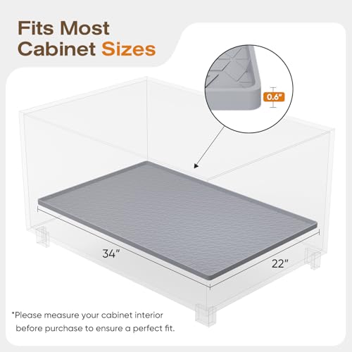 Waterproof Under Sink Mat, 34"x22", Drip Tray Shelf Liner, Grey - view 2