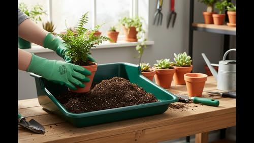Garden Tidy Tray – Green, 24.5" L x 22" W x 8" H – Sturdy One-Piece Potting Tray, Indoor/Outdoor Gardening, Recycled Plastic, Lightweight, Versatile Use - view 4
