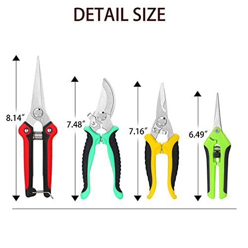 5‑Piece Garden Pruning Shears Set with Gloves & Storage Bag – Stainless Steel Trimming Scissors for Flowers, Herbs & Small Branches – Ergonomic Gardening Tools Kit (Multi-color) - view 4