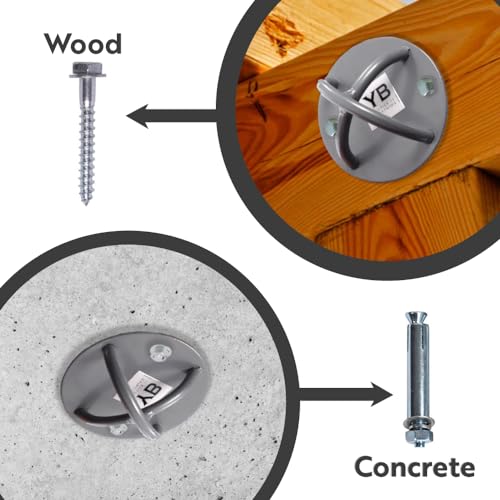 Ceiling Hooks - Industrial Strength Hold Up to 600 lbs, Includes Anchors & Bolts Yoga Starter Set - Suitable for Gym Rings, Suspensions, Indoor/Outdoor Use - view 3