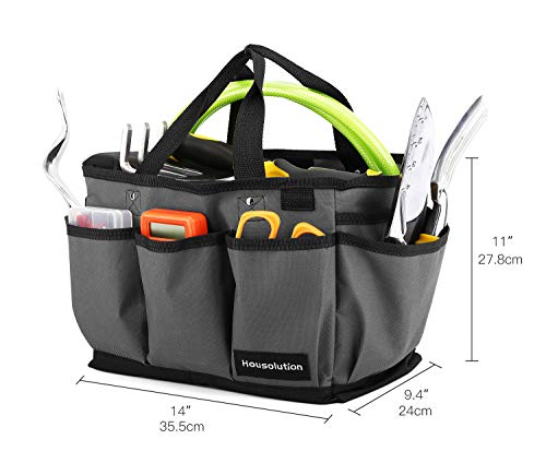 14 Inch Gardening Tote Bag, Garden Tool Storage Bag, Gray+Black - view 6