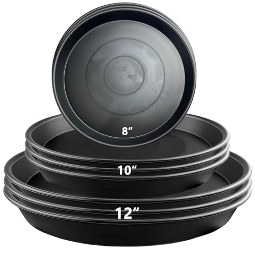 9 Pack Black Plant Pot Saucers, 8 10 12 Inch Heavy Duty PP Trays