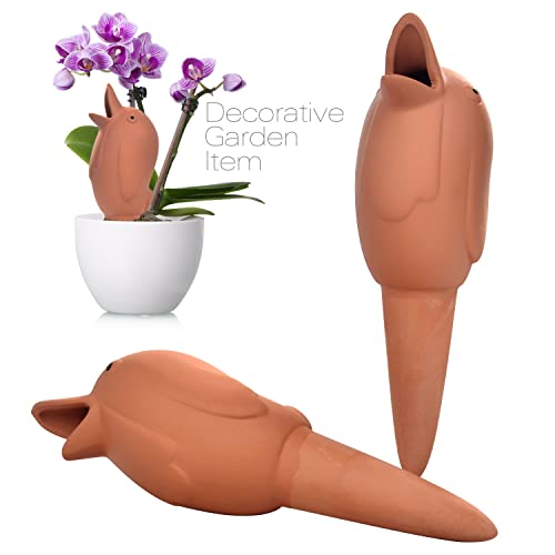 4 Pack 8oz Decorative Terracotta Birds Self Watering Spikes for Small Indoor Plants Vacation Auto Water Device Stakes(Birds) - view 5