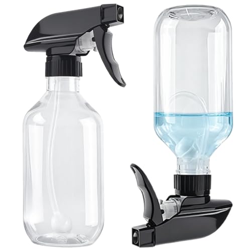 2 Pack 10 oz Empty Spray Bottles, 360° Any-Angle Spraying for Cleaning