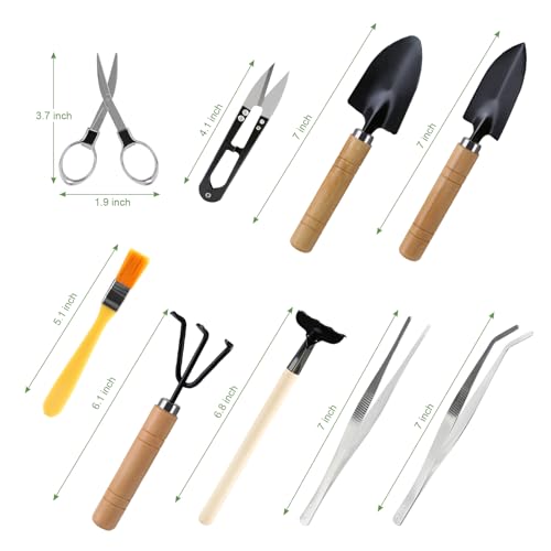 9 Pcs Basic Bonsai Tools Set, Bonsai Tree Kit, Mini Garden Tools - view 3