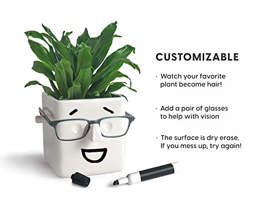 Face Plant, Novelty Planter Holds Small Plants, Glasses & You Can Draw on It. Elegant Ceramic Pot for Succulents, Cacti or Your Average Fern, Perfect Gifting - view 3