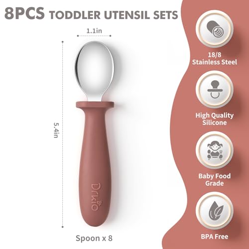 8 Pcs Toddler Spoons Set Baby Spoons with Silicone Handle - view 2