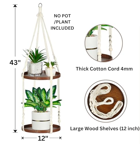 2-Tier Plant Hanger Indoor, Hanging Plant Shelf (12") - view 3
