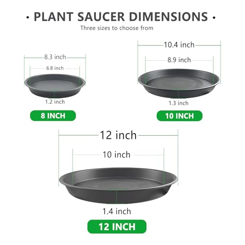 9 Pack Gray Plant Saucer Set, 8 10 12 Inch Heavy Duty PP Plant Saucers - view 2