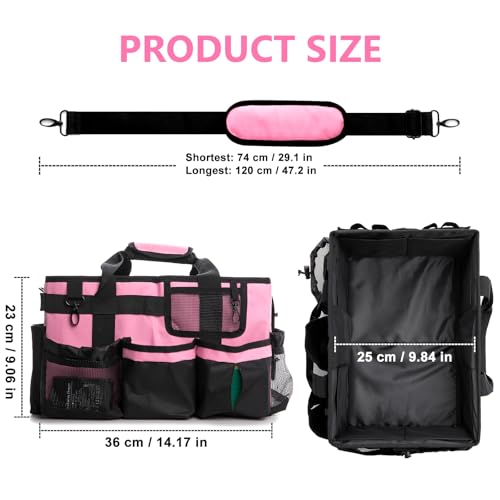 Large Wearable Cleaning Caddy Bag, Pink Tool Bag with Adjustable Shoulder Straps & Divider, 14 inch Cleaning Supplies Organizer for Housekeepers & Cleaners - view 6