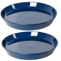 Ceramic Plant Saucer Tray 2 Pcs 3 4 Inch Blue, 4.2" OD x3.5 ID x0.7 Deep| Round Sturdy Heavy Duty Glazed Bevel Planter Drip Flower pots with Catch Basin for Indoor Outdoor Plants(3" Blue)