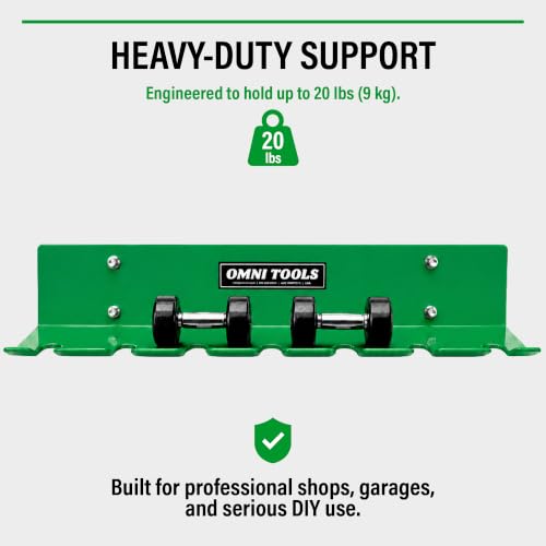 Omni Tool Wall Mounted Paint Spray Gun Holder Holds 7 Guns without Cups or 4 with Cups, Heavy Duty Screw Mount Rack, Stable Scratch-Free Design, Green, 1 Pack 37509 - view 3