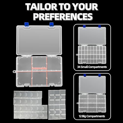 Plastic Organizer Storage Box, Adjustable Divider 34 Grids, 1 Pack - view 5