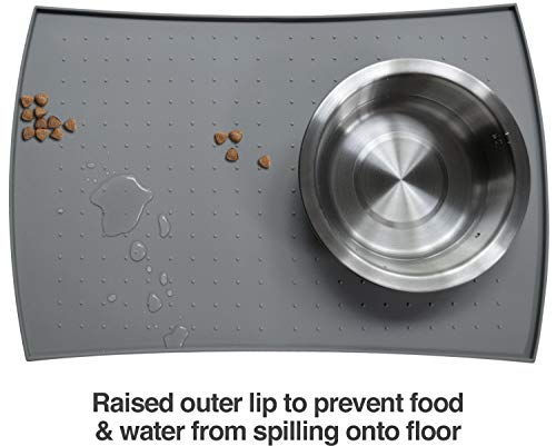 X-Large Waterproof Dog Food Mat (34x23). FDA Grade Silicone [Superior Hygiene, Non-Toxic, Multiple Sizes] Extra Large Dog Food mat for Floors,Grey - view 3