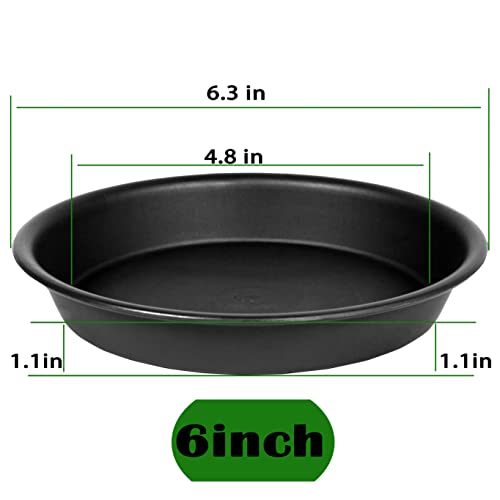 6 Pack 6 inch Plant Saucer Tray, 4 6 8 10 12 15 17 19 inch Plant Saucers, Heavy Duty Plastic Plant Saucers for Indoors, Bird Bath Bowls, Flower Plant Water Trays for pots Planter (6", Black) - view 2
