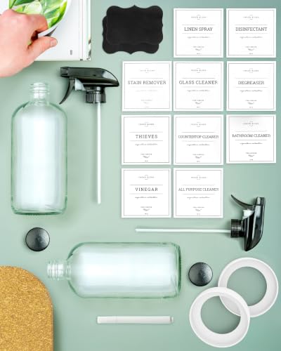 Glass Spray Bottles, 2 Pack Refillable Spray Bottles for Cleaning Solutions, Plant Misters, Clear Glass Spray Bottle for hair, 16 oz Mister Spray Bottle with Waterproof Labels - view 6