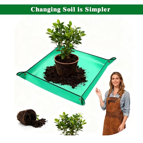 Green Repotting Mat, 3 Pack 26.8x26.8 Inch PE Waterproof Mat for Plants - view 6