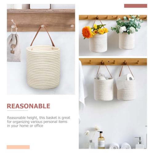 Cotton Wall Hanging Storage Basket 2pcs with Leather Handle - view 3