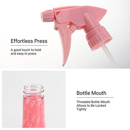 Adjustable Spray Bottle, 9.8oz Champagne Design Plastic Plant Mister with Fine Mist to Stream Settings, 280ml Empty Refillable Handle Rose Pink Sprayer for Home Cleaning Hair Salon - view 5