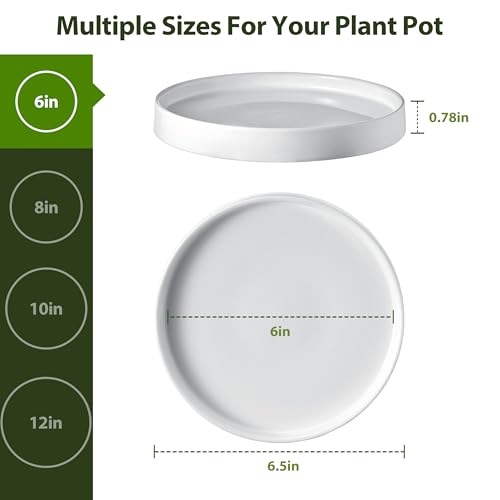 Ceramic Plant Saucer 6.5 Inch 2 Pack White, Fits Pot Base Under 6 Inch - view 3