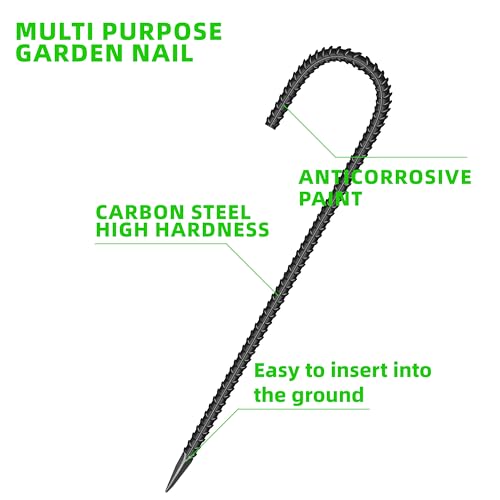 20 Pcs 12-Inch Garden Ground Stakes Galvanized Steel J Shape Hook Staple - view 3
