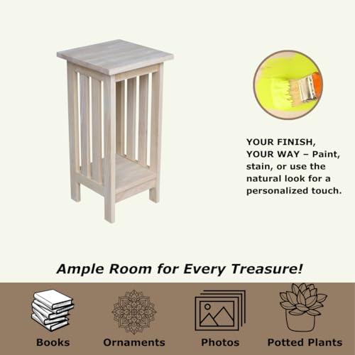 Solid Wood Mission Plant Stand, Unfinished - view 4