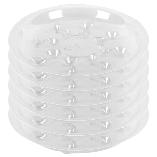 6 Pack Heavy Duty Clear Plastic Plant Saucer Sturdy Pot Tray Plant Drip Trays Drip Trays for pots,Plant Water Catcher Tray,Flower Pot Saucer Water Drainage Tray Floor Protector (10 INCH)