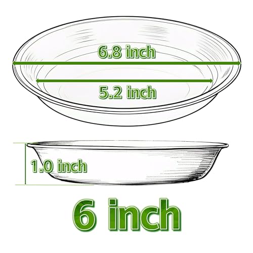 Plant Saucer Pot Tray 4 6 8 10 12 14 16 18 inch, 6 Packs Plastic Flower Planter Saucers and Drip Trays for Indoors Outdoors, Heavy Durable Plant Plate Water Catcher (6 inch, Black) - view 2