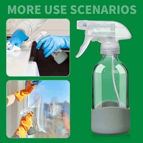 8oz Clear Glass Spray Bottles with Silicone Sleeve for Cleaning Solutions - view 5