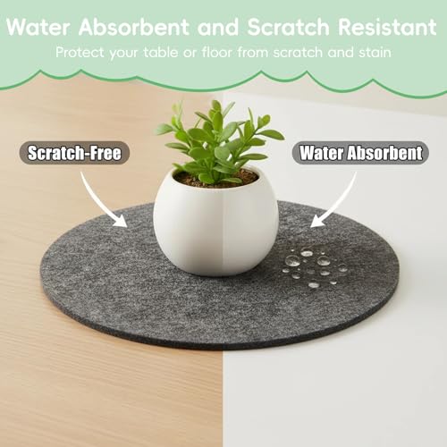 16 Pieces 4 Sizes Felt Plant Coasters, Extra Thick 4/6/8/10 Inch Planter Coaster, Absorbent Fabric Plant Mats, Plant Coasters for House Plants - view 5
