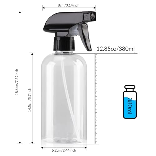 Spray Bottle for Plant - 12.85oz/380ml Fine Mister Plastic Empty Spray Bottles, Clear Water Spray Bottle for Plants, Hair, Cleaning - BPA Free - Leak Proof - view 2