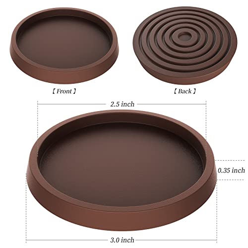 Furniture Coasters Caster Cups Furniture Leg Protectors 2.5 Inch 4pcs Brown Rubber Pads no Slip - for Hardwood Floors - view 6