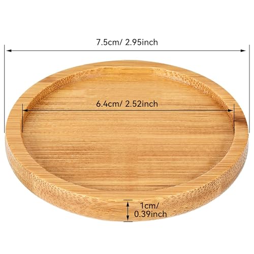 2.52 inch Bamboo Round Plant Saucer Trays for Small Pot,12 Pack - view 2