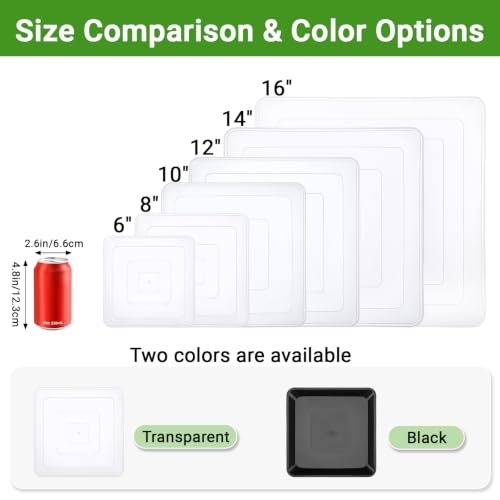 6 Inch Square Plant Saucer, 6 PCS Plastic Tray for Pot-Fits Planters Up to 5″ Bottom Diameter, Durable Thick Flower Pot Plant Drip No Holes for Indoor Outdoor Planter(Clear) - view 3