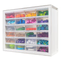 24-Drawer Plastic Storage Cabinet, Teacher Toolbox, White