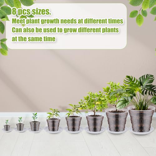 40 Pack Clear Nursery Pots 3/4/5/6/7/8/9/10 Inch Plastic Plant Pots with Drainage Holes and 32 Trays Garden Seedling Pot with 40 Plant Labels 2 Garden Tools for House Plants Flowers - view 4
