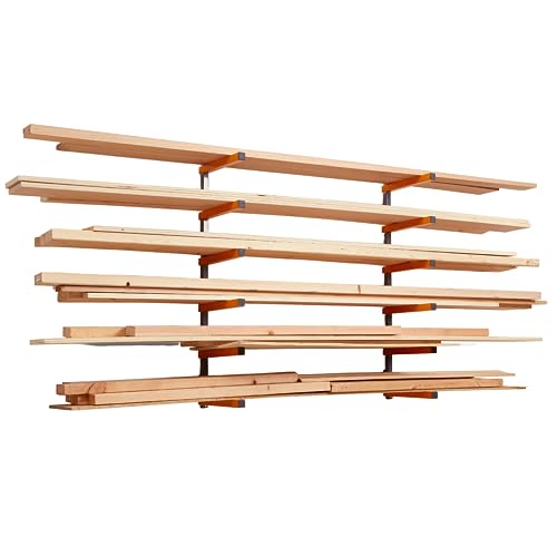 4-Piece Parallel Clamp Set 571550I & Wood Organizer and Lumber Storage Metal Rack with 6-Level Wall Mount – Indoor and Outdoor Use, In Orange | PBR-001 - view 5