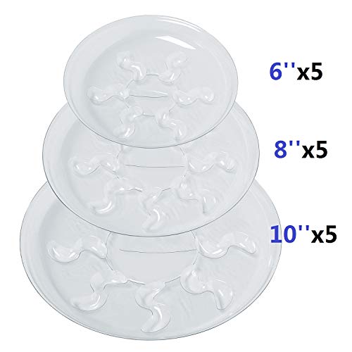 15 Pack Assorted Sizes 6 8 10 Inch Clear Thick Plastic Heavy Duty Sturdy Plant Saucer Drip Trays for pots, 5 Pieces of Each Size (Assorted Sizes 6'', 8'', 10'') - view 5