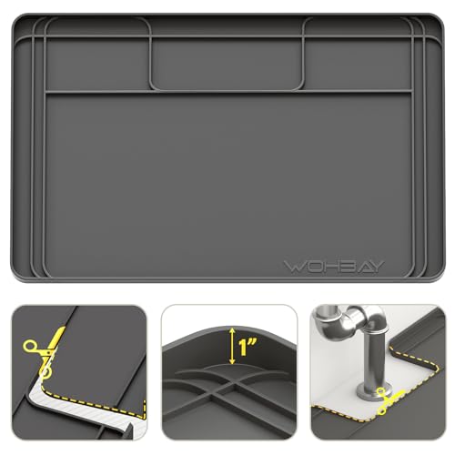 Under Sink Mats for Kitchen Waterproof 34"x22",Grey