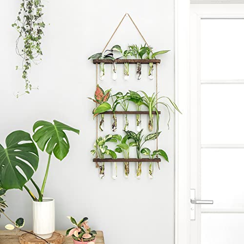 Plant Propagation Station, 3 Tier Brown Wall Hanging Vase Test Tubes - view 5