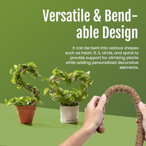 2 Pack 39 Inch Bendable Moss Pole for Plants Monstera - Coco Coir Plant Support Stakes for Climbing Indoor Pothos, Potted Climbers & Philodendron - Flexible Stick Kit with Full Garden Ties - view 3