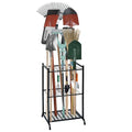 Garden Tool Organizer with Storage Hooks, Yard Tool Tower Rack for Garage Organization and Storage, Up to 35 Long-Handled Tools, Metal Tool Holder with 6 Hooks, Black