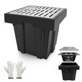 18x18x15 Inch Catch Basin with Stainless Steel Grate, Large Drainage Basin with Debris Basket, French Drain Basin Without Reserved Hole for Yard, Patio, Downspout, Commercial, Municipal Pipeline, Lawn