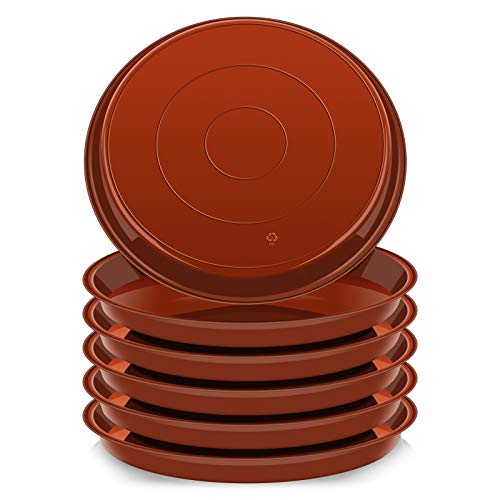 6 Pack of Plant Saucer 16 Inch, Plant Tray Round, Plastic Flower Plant Trays for Pots, Plant Saucers for Indoors 16", Plant Pot Saucers, Planter Tray for Planter 13-16" (16", Brown) - view 5