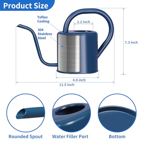 Watering Can, Stainless Steel Watering Can for Indoor & Outdoor Plants, 1L/35oz Long Spout Water Can with Handle, Rust-Proof Plant Watering Pot for House Plants, Garden Flowers - view 3