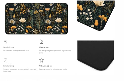 Cute Dark Floral Desk Mat Vintage Wildflower Plant Mouse Pad 31.5"X15.7" - view 3