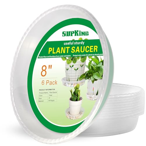 6 Pack Plant Saucers Drip Tray,6 8 10 12 14 Inch Heavy Sturdy Plastic Flower Pot Saucers for Indoor,Clear Plastic Planter Water Tray for Plant Pots Liners (6''-Clear) - view 3