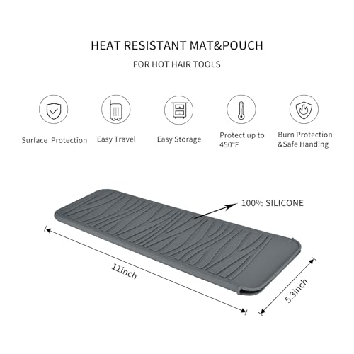 Silicone Heat Resistant Mat for Hair Iron, 11 x 5 inch, Grey, 1 Pack - view 2